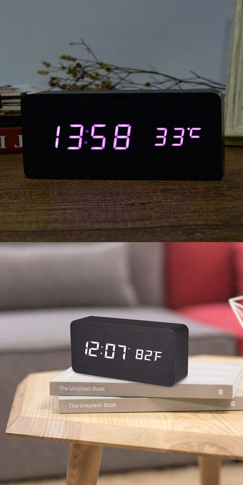 Dual Display Smart Digital LED Alarm Clock - Orchid Unique