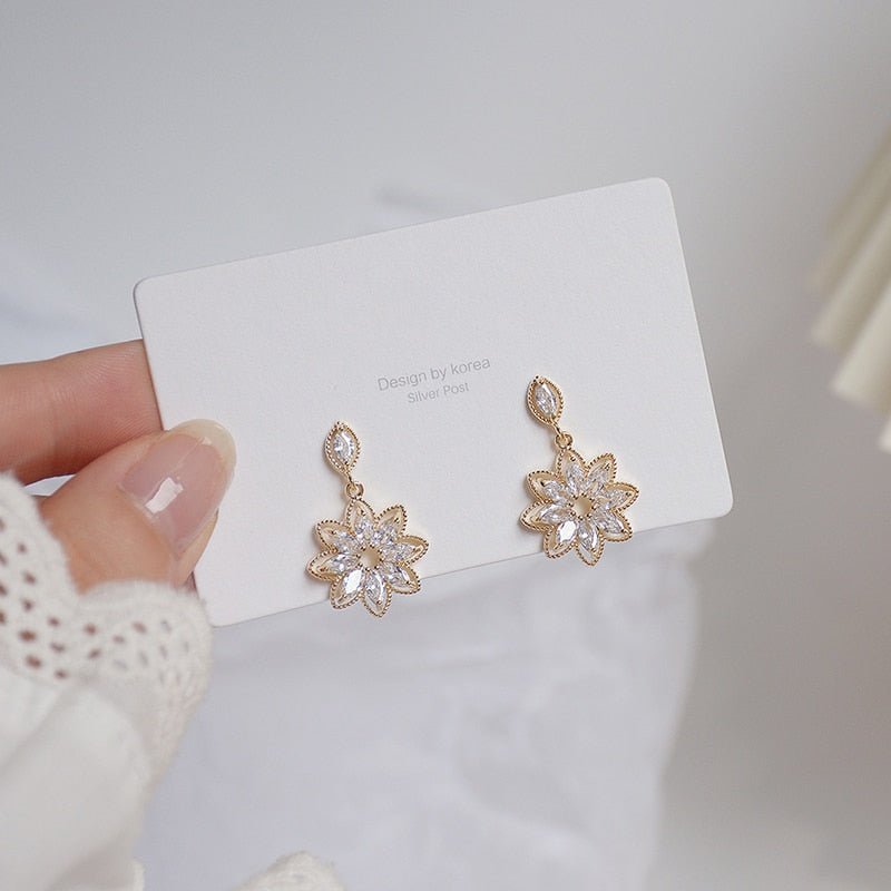14K Plated Gold Dainty Flower Earrring - Orchid Unique