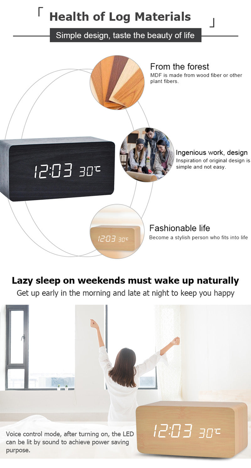 Dual Display Smart Digital LED Alarm Clock - Orchid Unique