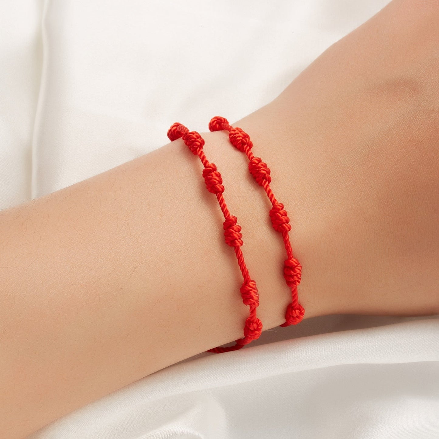 2Pcs 7 Knots Red Black String Bracelet - Orchid Unique