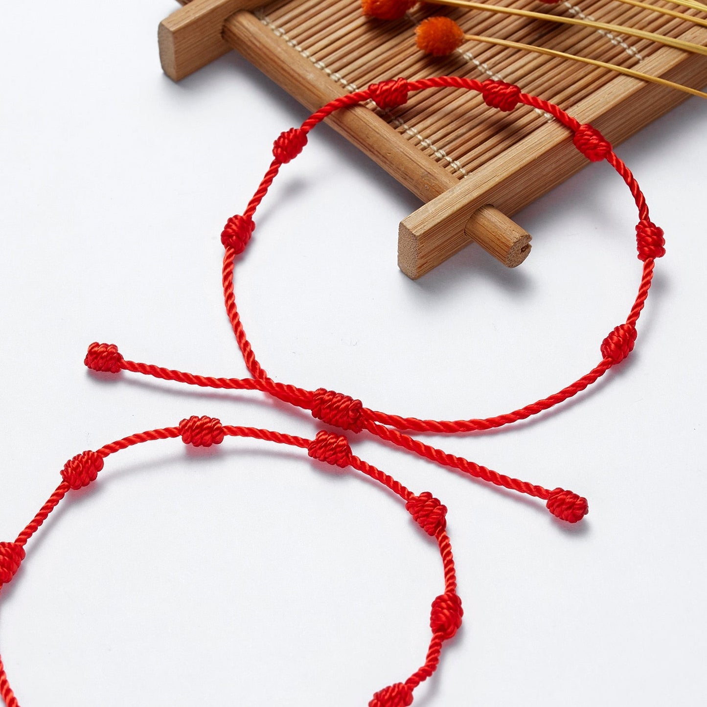 2Pcs 7 Knots Red Black String Bracelet - Orchid Unique