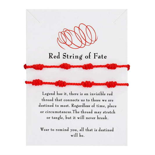 2Pcs 7 Knots Red Black String Bracelet - Orchid Unique