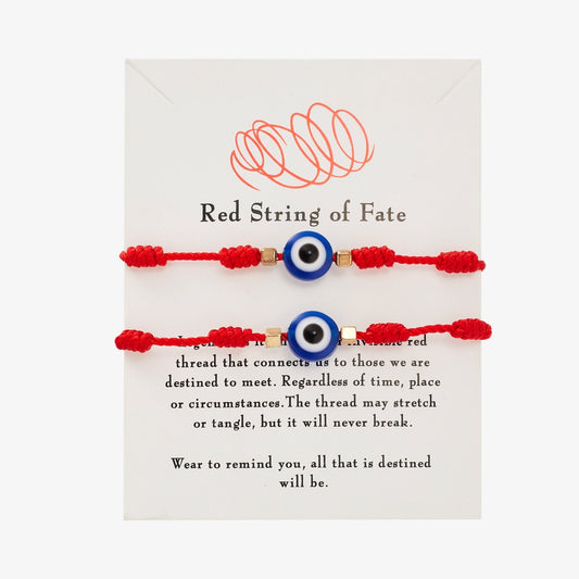 2Pcs 7 Knots Red Black String Bracelet - Orchid Unique