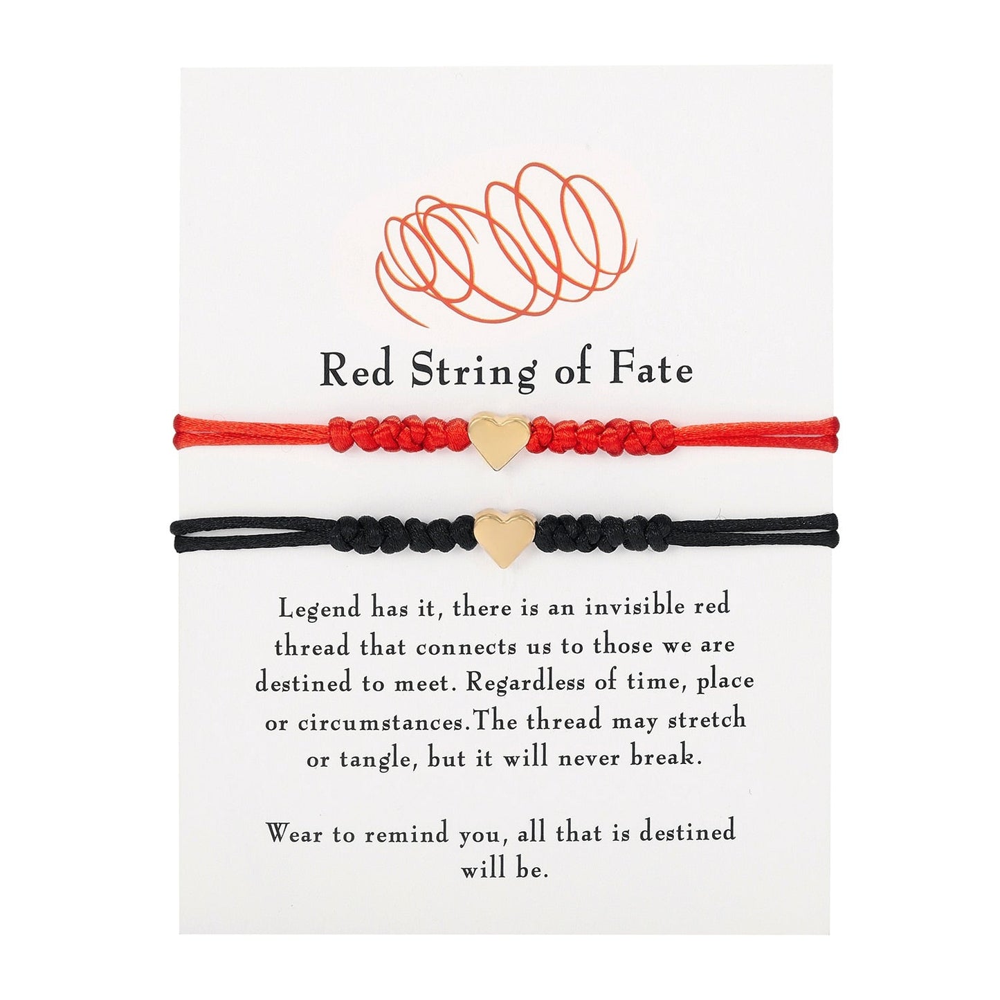 2Pcs 7 Knots Red Black String Bracelet - Orchid Unique