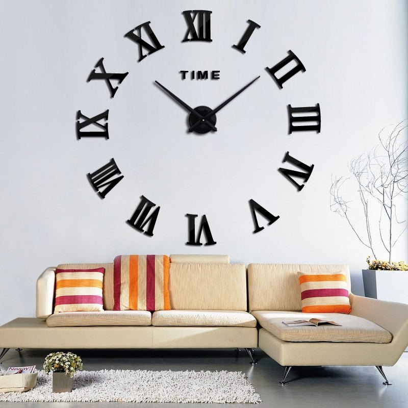3D Acrylic Mirror Wall Clock Roman Digits - Orchid Unique