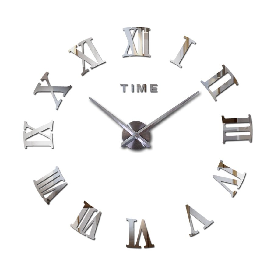3D Acrylic Mirror Wall Clock Roman Digits - Orchid Unique