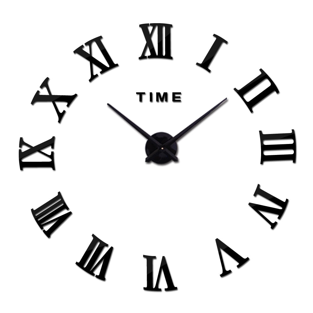 3D Acrylic Mirror Wall Clock Roman Digits - Orchid Unique