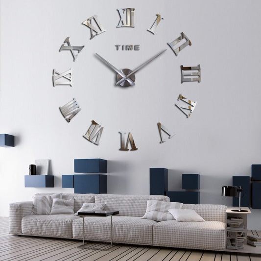 3D Acrylic Mirror Wall Clock Roman Digits - Orchid Unique