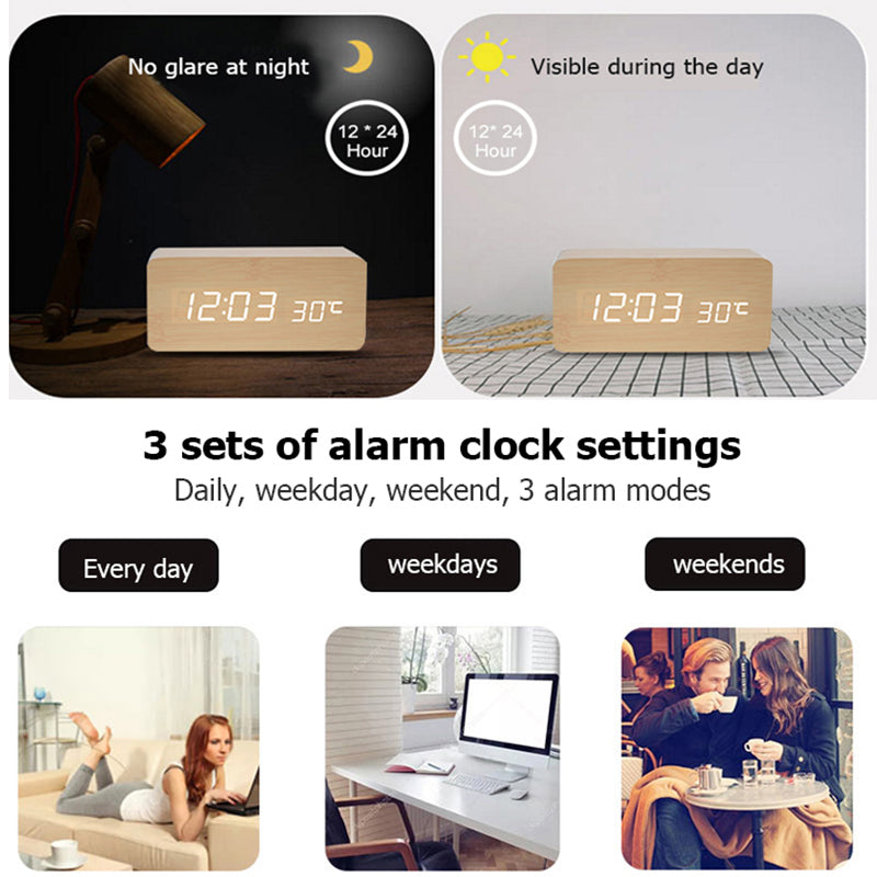 Dual Display Smart Digital LED Alarm Clock - Orchid Unique