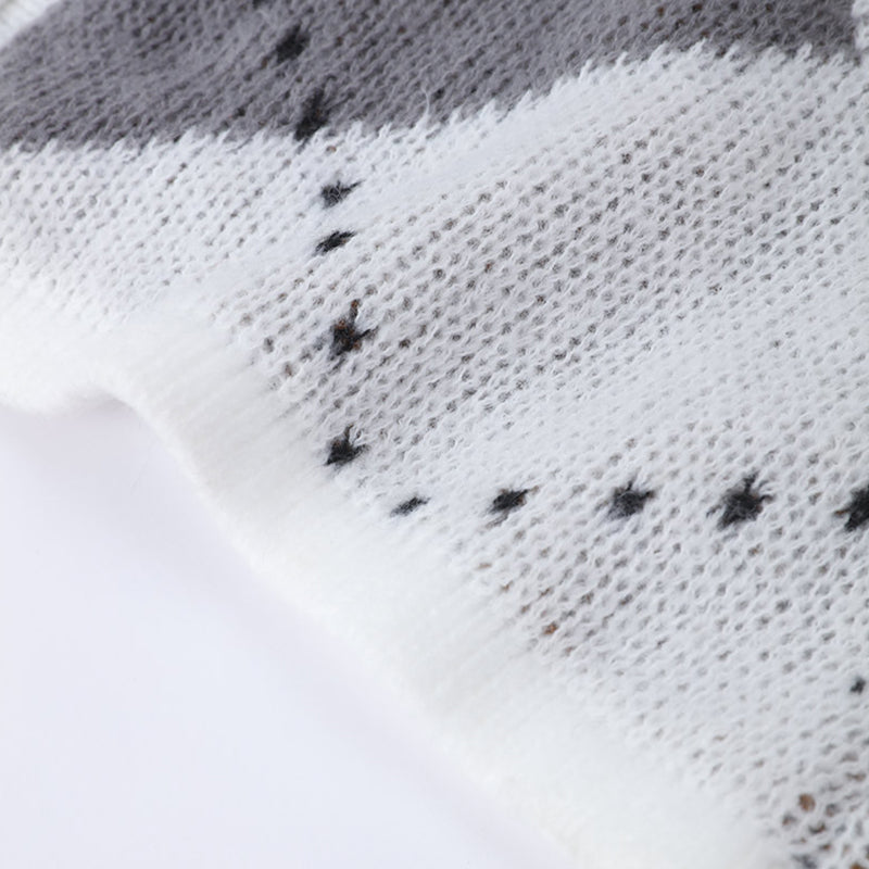 Autumn Plaid Printed Knitted Cardigan