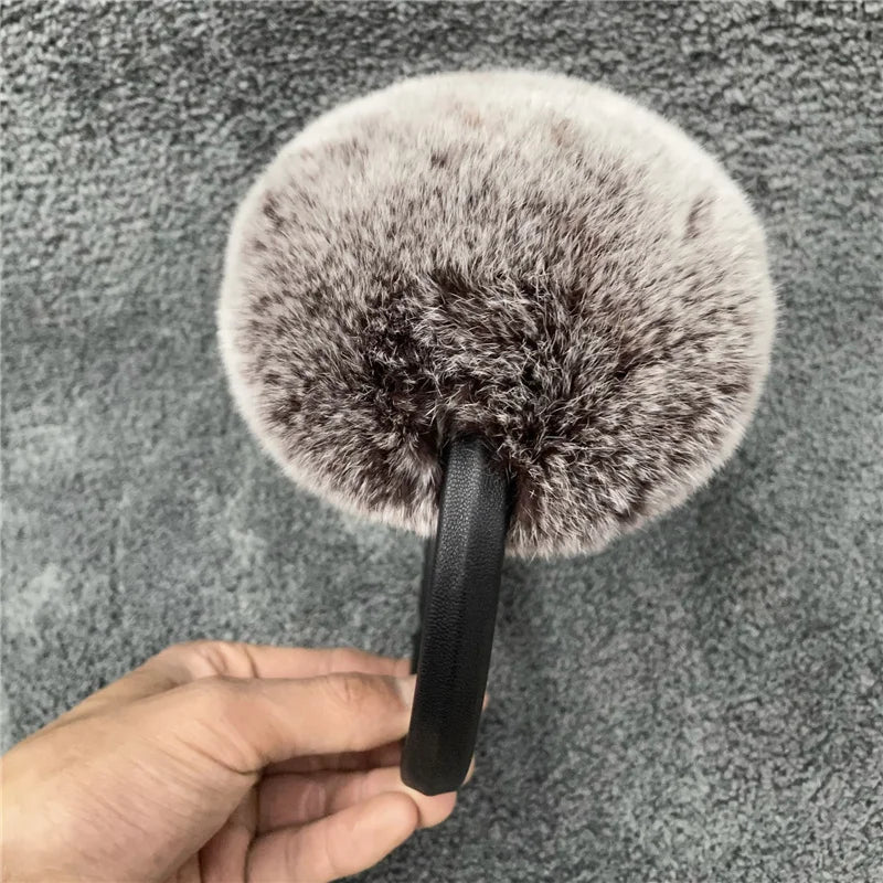 Women's Natural 100% Rex Rabbit Fur Earmuffs