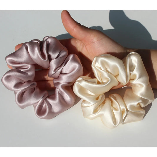 Luxury 100% Pure Mulberry Silk Scrunchies – Large 19 Momme Hair Ties for Women & Girls | No Damage, Soft & Gentle Elastic Bands