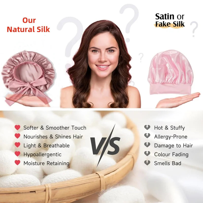 19 Momme Pure Mulberry Silk Bonnet – Double Layer Non-Slip & Stay‑Put Sleep Cap