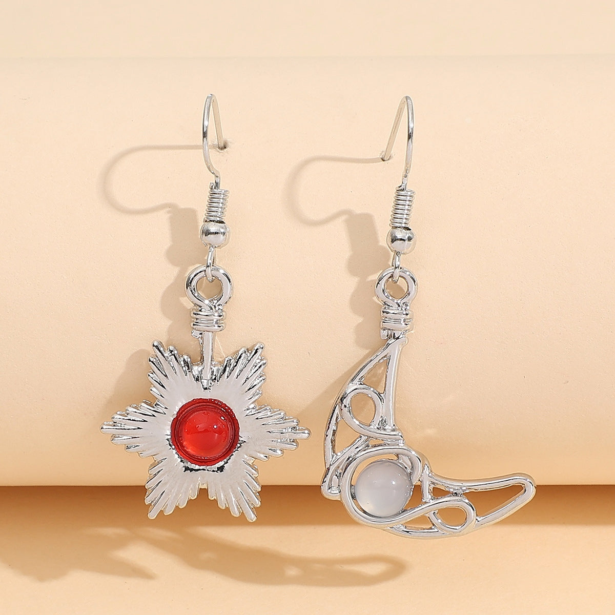 Moon-Sun Drop Beaded Earrings