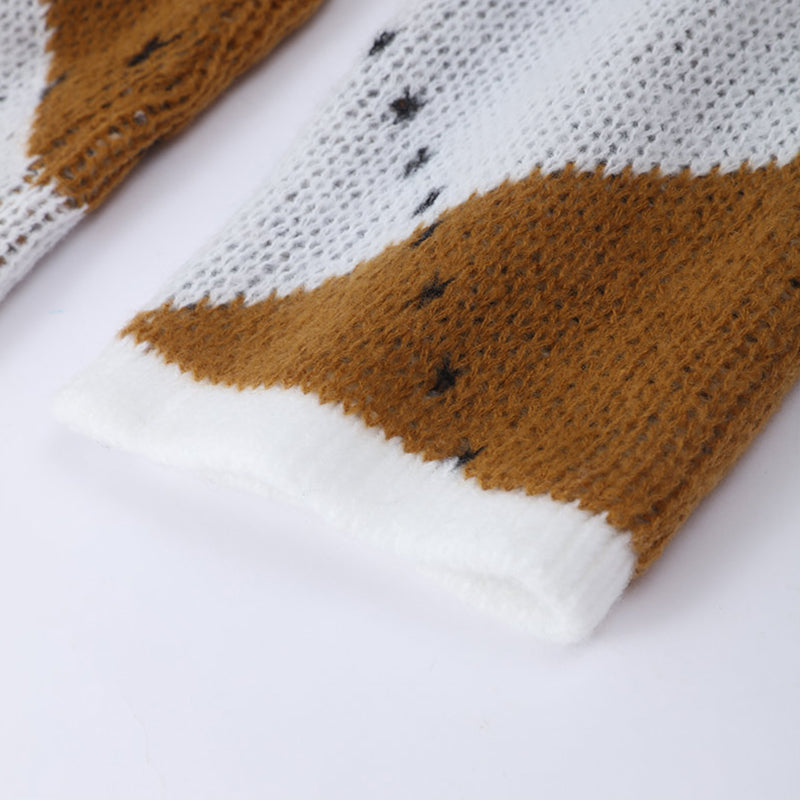 Autumn Plaid Printed Knitted Cardigan