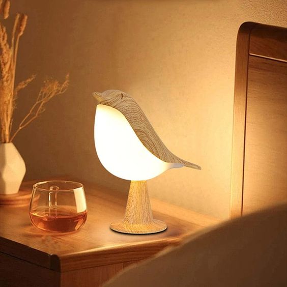 Wooden Bird Night Lights - Orchid Unique