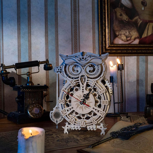 Owl Desk Standing Pendulum Clock - Orchid Unique