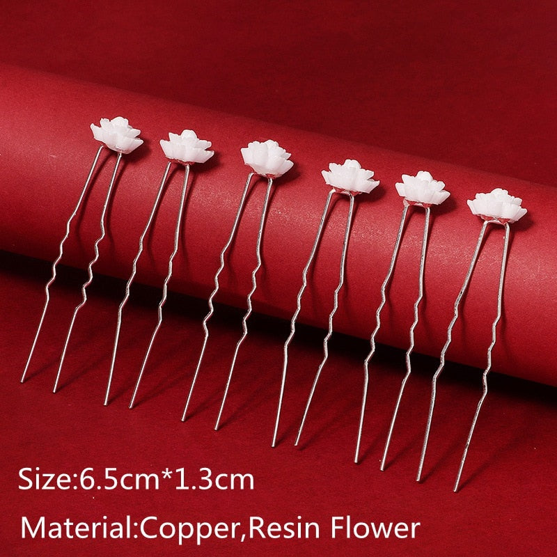 Efily Bridal Wedding Hair Accessories Rhinestone Hair Pins Forks for Women Pearl Hairpins Bride Headpiece Party Jewelry Gift - Orchid Unique