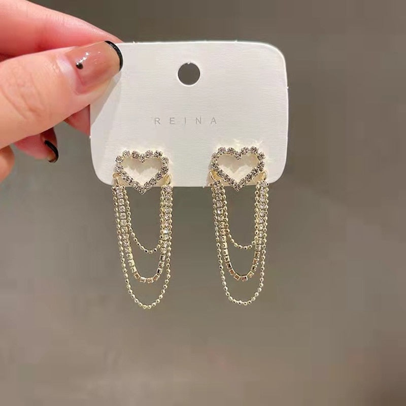 Crystal  Flower Pendant Earrings - Orchid Unique