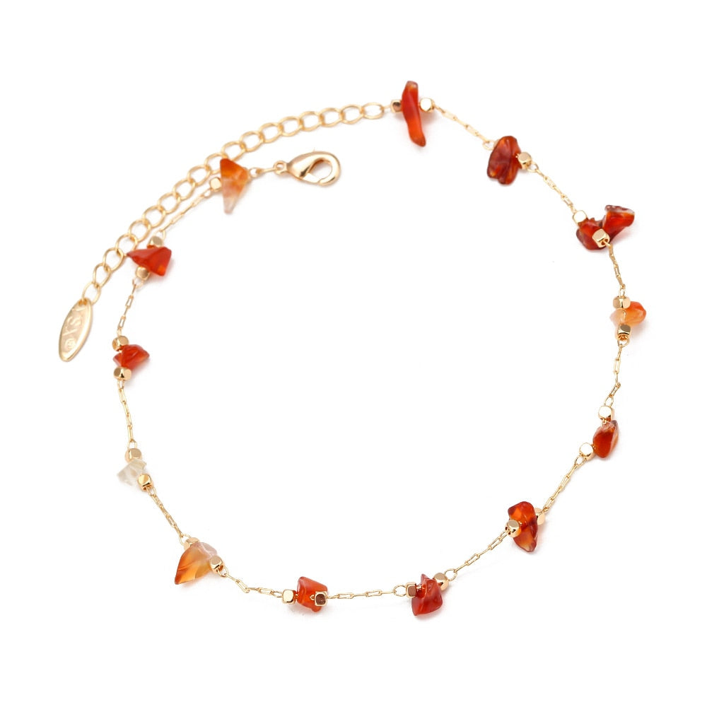 Lucky Eye Natural Stone Anklet - Orchid Unique