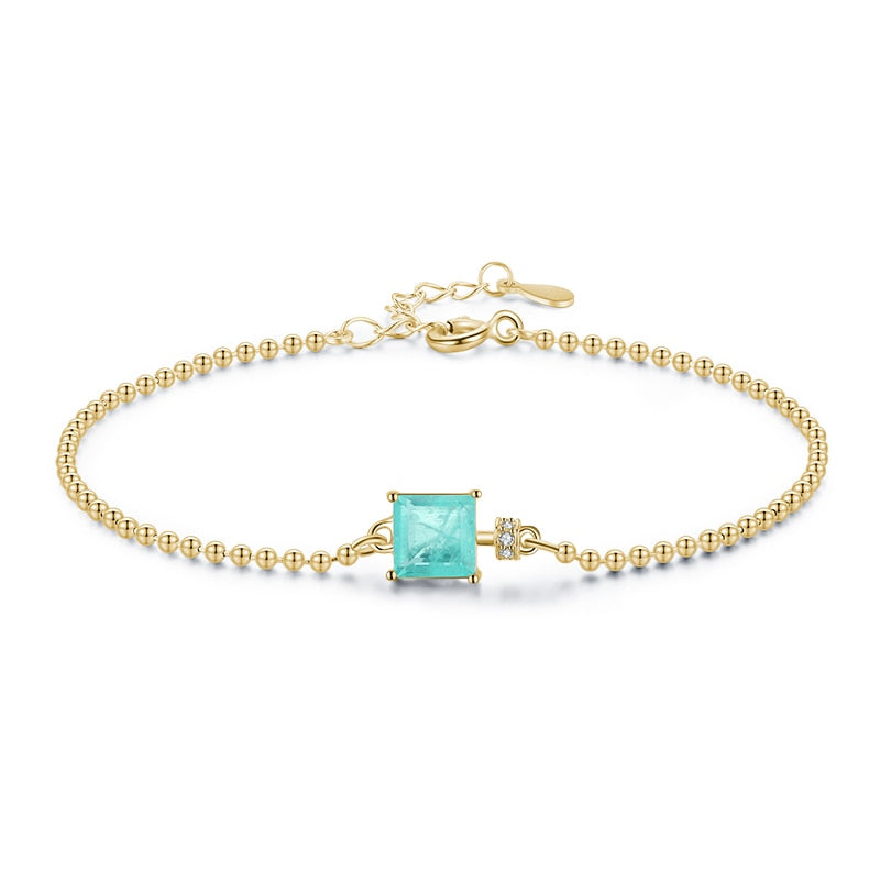 Square Tourmaline Beads Chain Bracelet - Orchid Unique