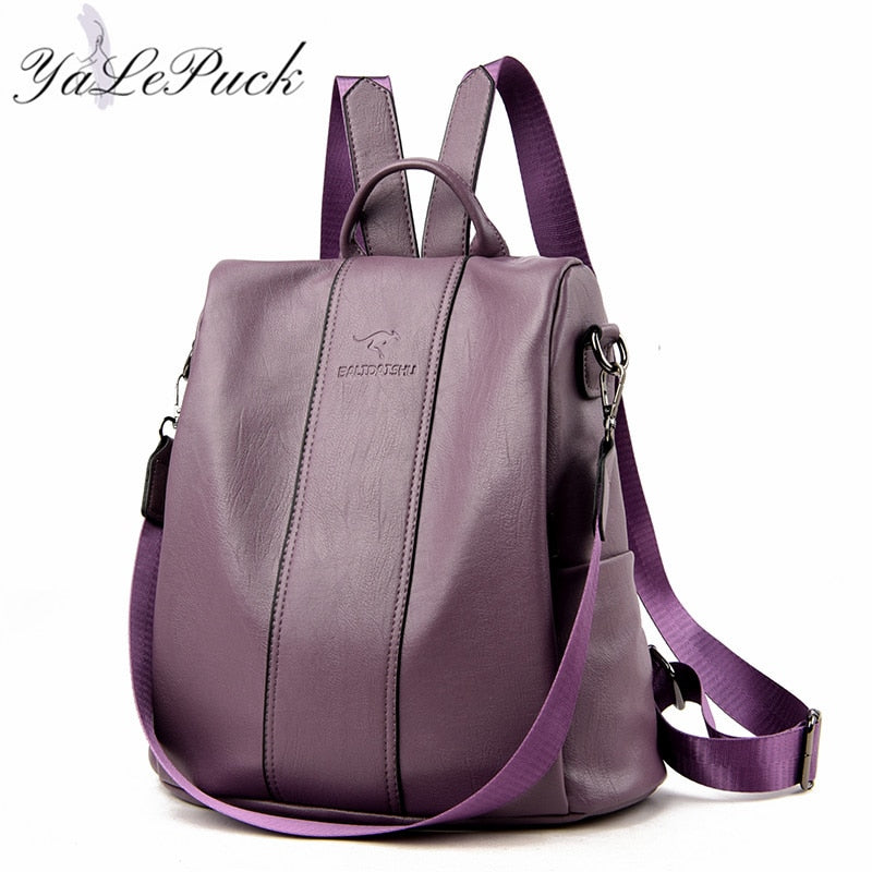 Anti-theft leather backpack - Orchid Unique