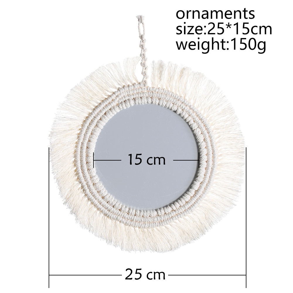 Boho Wall-Decorative Mirror Macrame Fringe - Orchid Unique