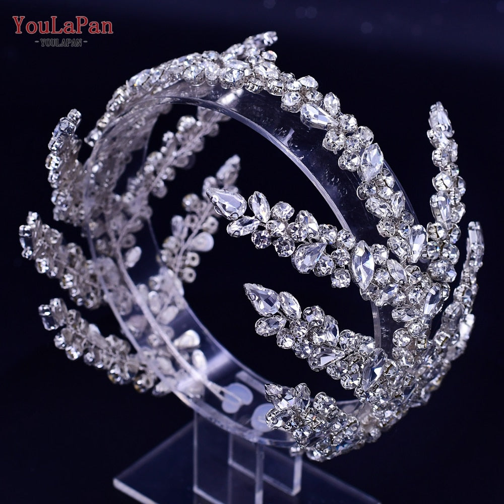 YouLaPan HP282 Wedding Headband Alloy Flower Leaf Hair Tiara Rhinestone Headpiece Bridal Headwear Hair Accessories Head Jewelry - Orchid Unique