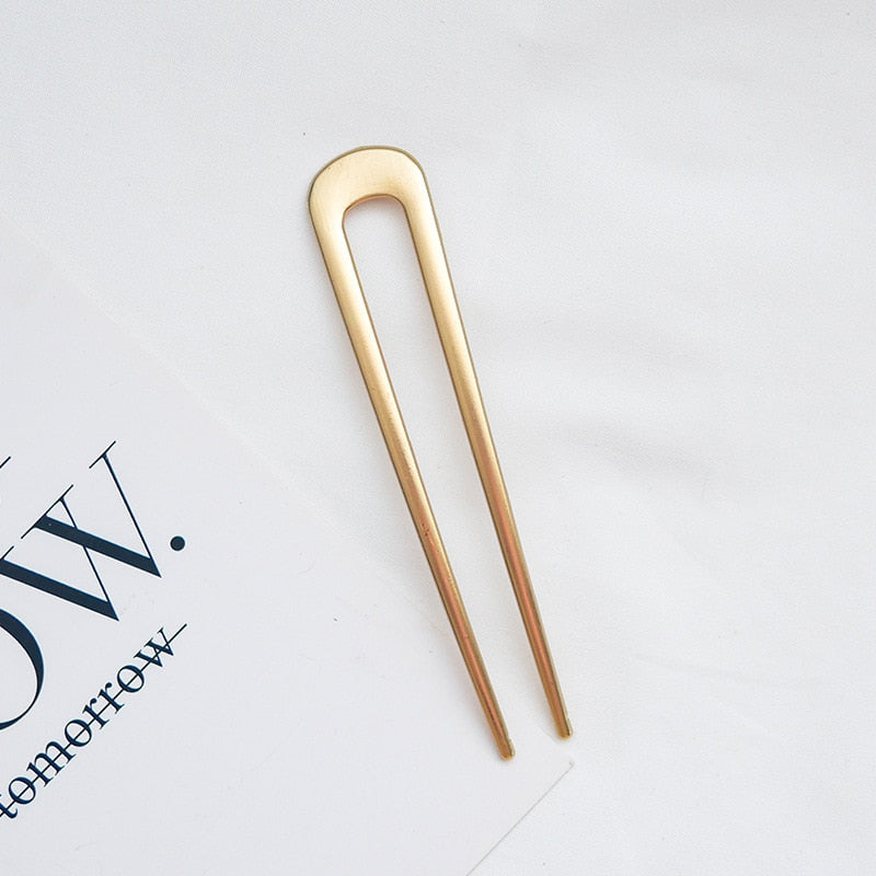 Fashion Metal Hair Sticks for Women Shell Hair Clip Pins Minimalist U Shape Girls Hairpins Hair Bun Maker Headwear - Orchid Unique