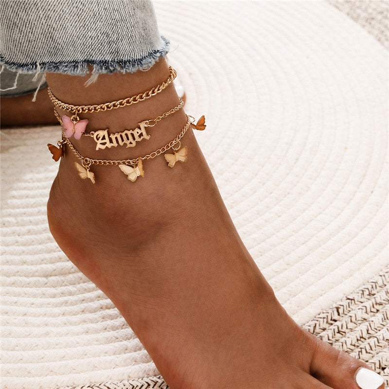 Bohemia Gold Color Chain Ankle Bracelet - Orchid Unique