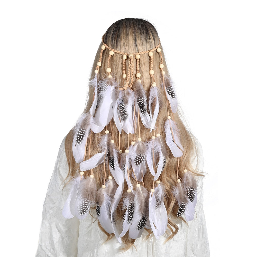 Festival Boho Feather Headband - Orchid Unique