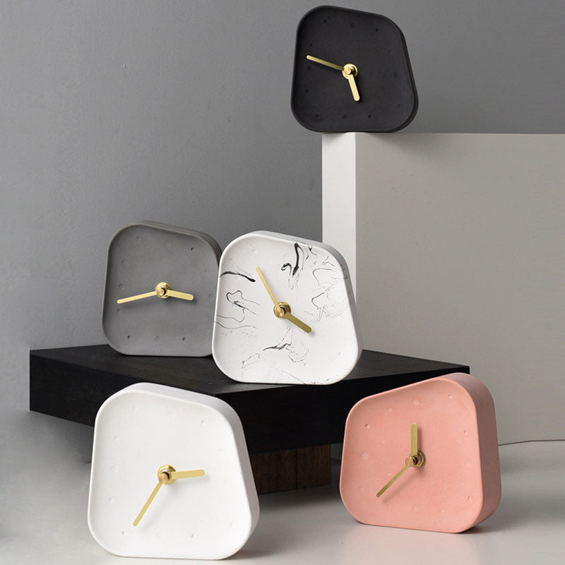 Geometry Shaped Cement Table Clock - Orchid Unique