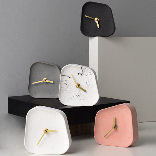 Geometry Shaped Cement Table Clock - Orchid Unique