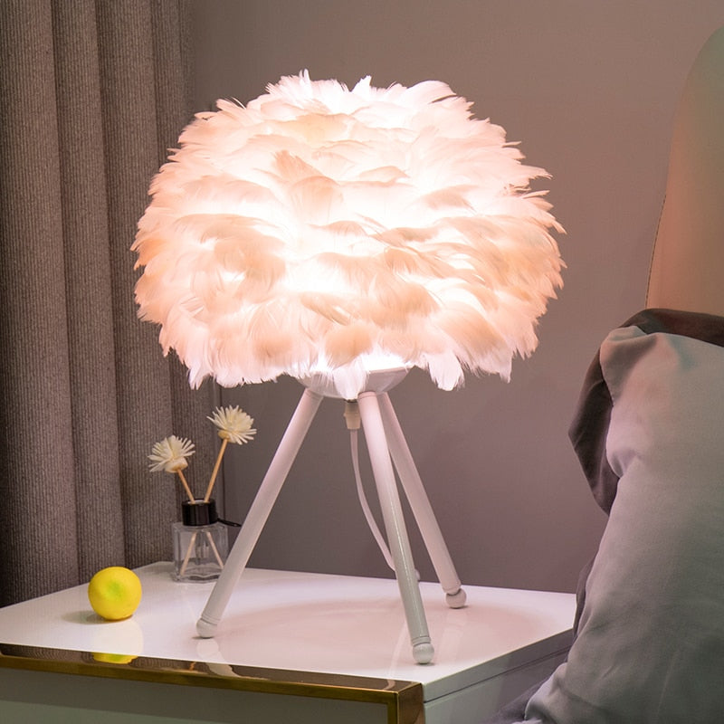Feather Bedroom Table Lamp - Orchid Unique