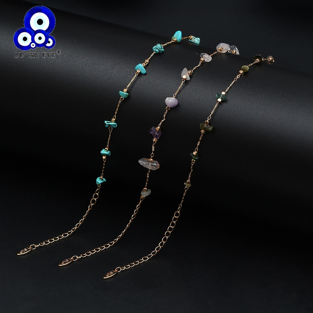 Lucky Eye Natural Stone Anklet - Orchid Unique