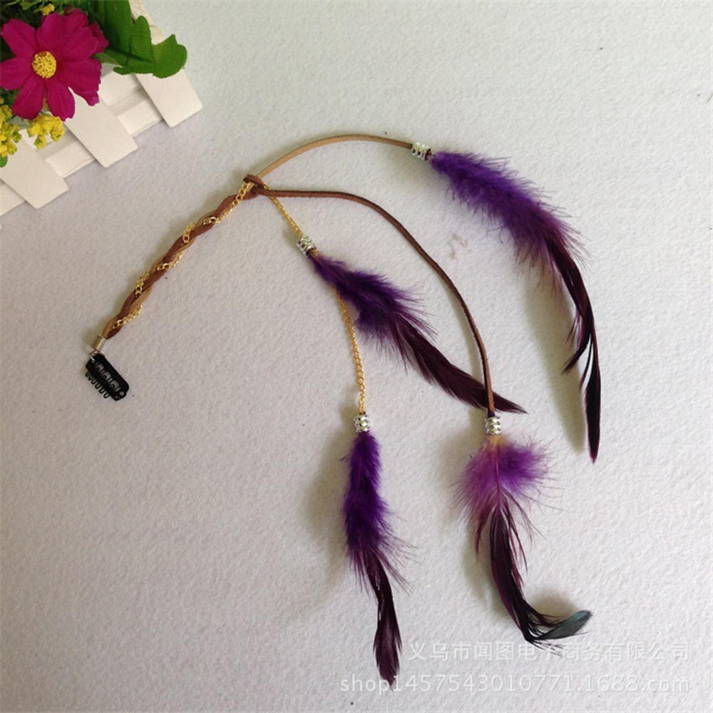 Fashionable Boho Feather Headband - Orchid Unique