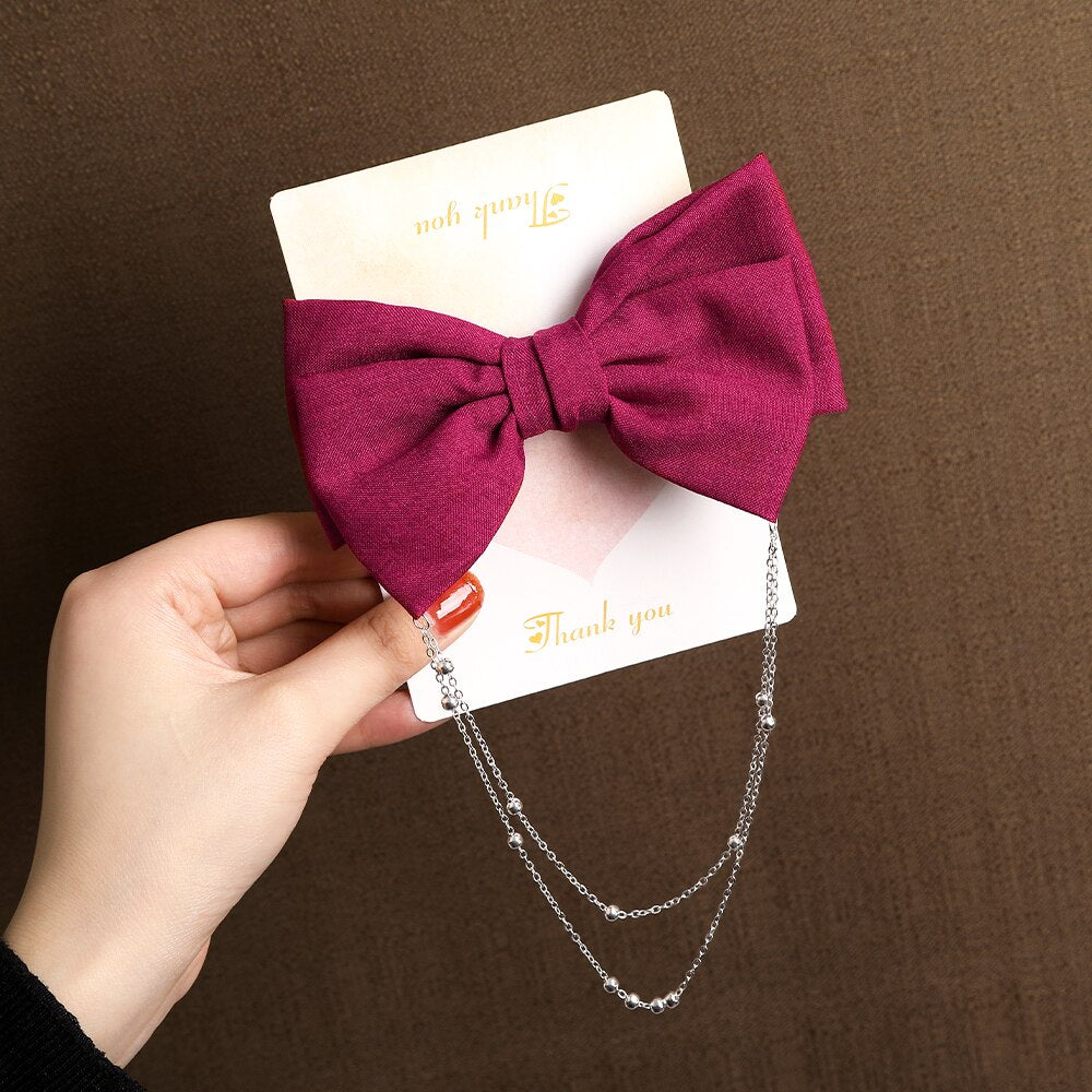 Vintage Bow Pearl Chain Hairpins - Orchid Unique