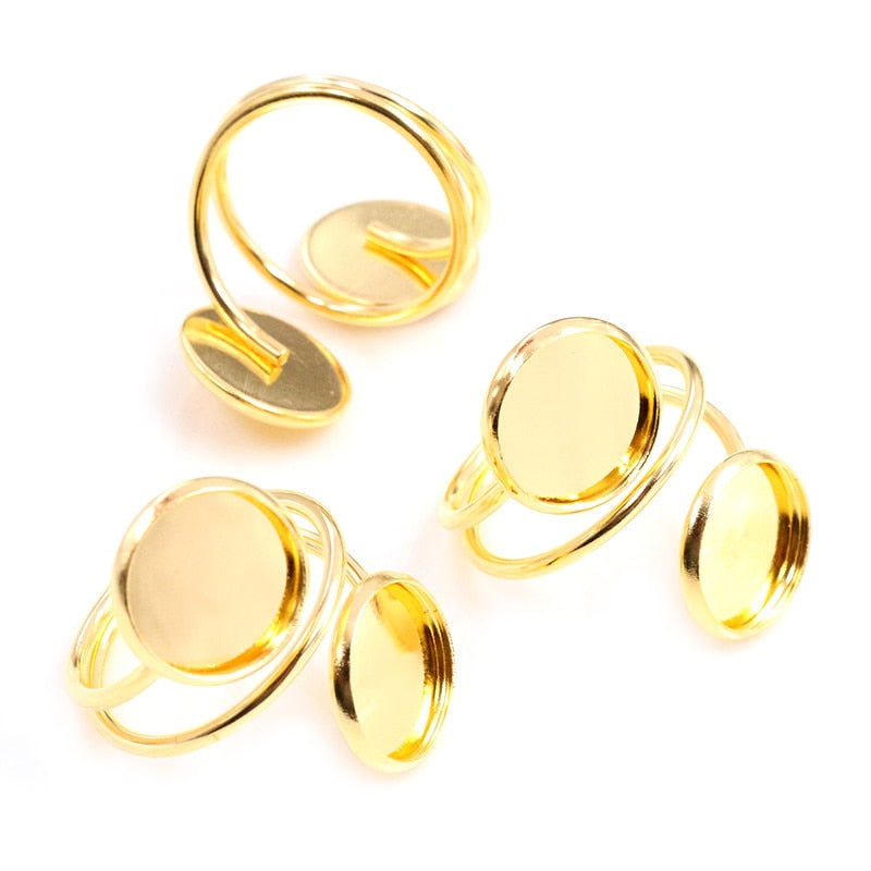 5pcs Silver Plated Ring Bezels - Orchid Unique