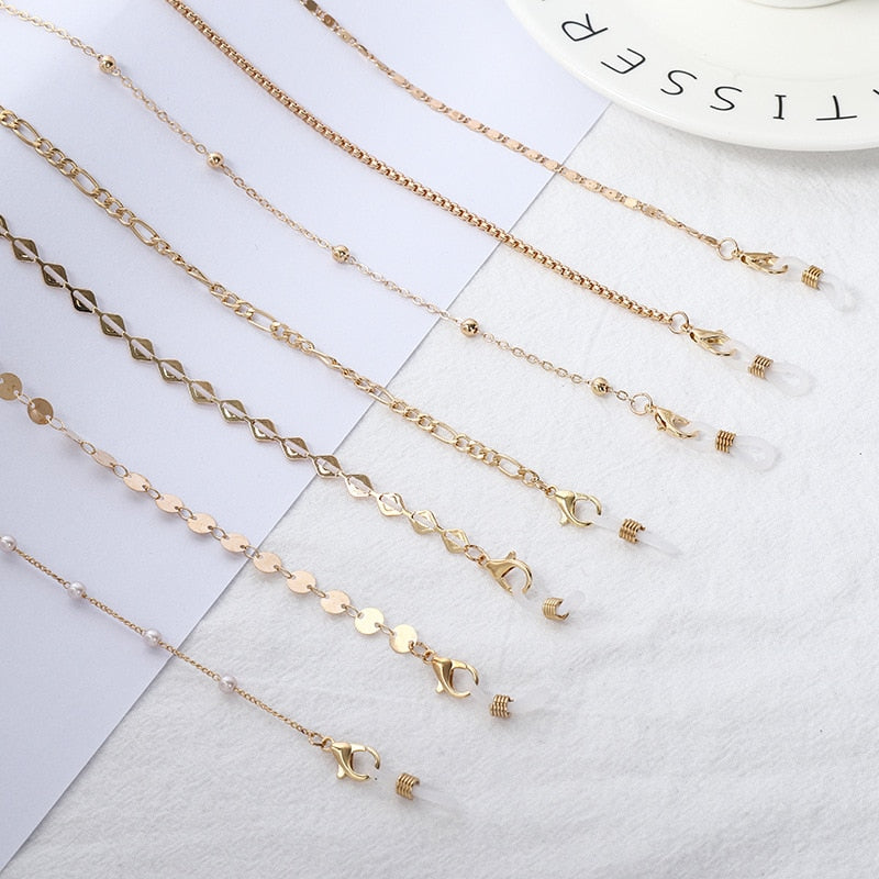Acrylic Pearl Crystal Eyeglasses Chains - Orchid Unique
