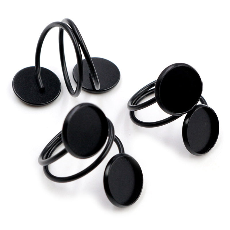 5pcs Silver Plated Ring Bezels - Orchid Unique