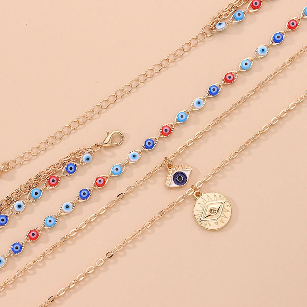 Turkish Evil Eyes Multilayer Necklaces - Orchid Unique