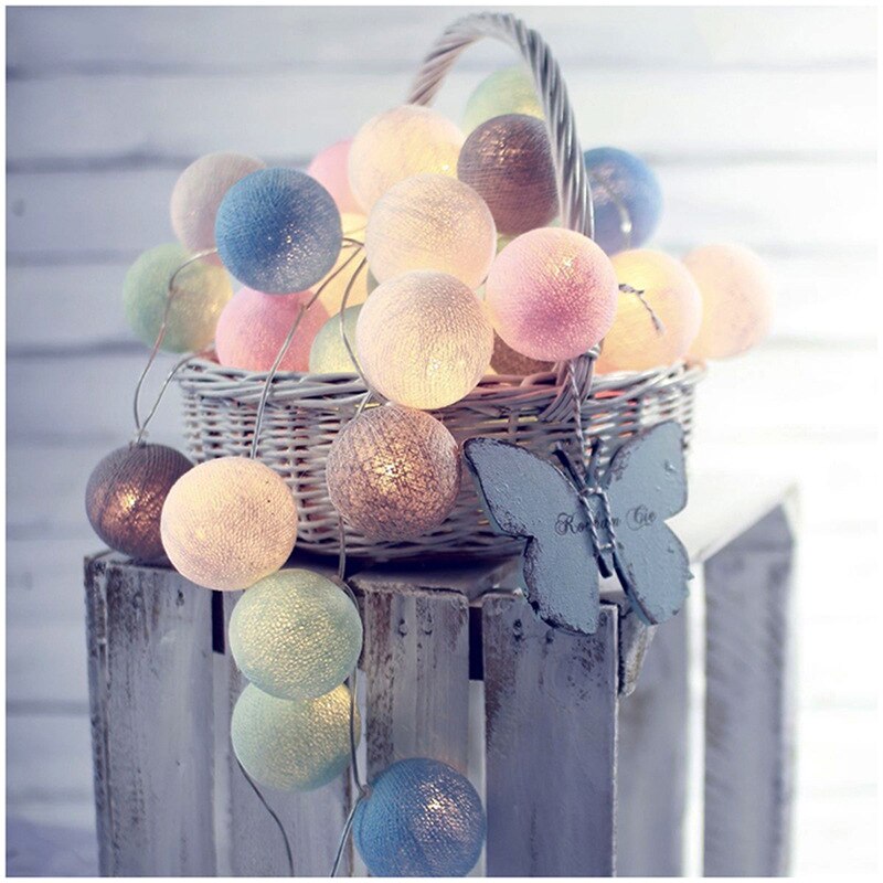 3M 20 LEDS Cotton Ball Garlands Fairy Lights - Orchid Unique