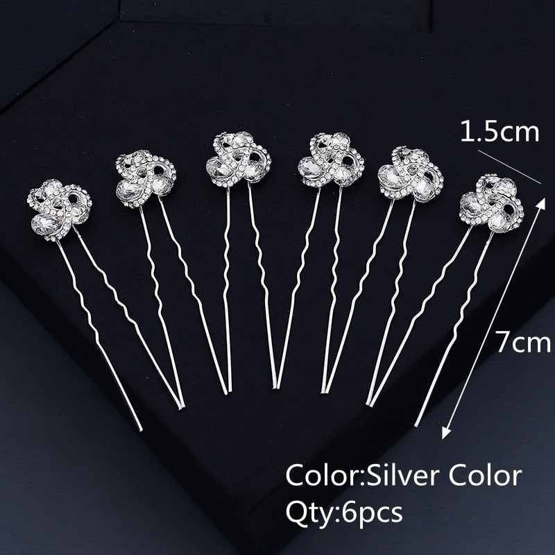 Efily Bridal Wedding Hair Accessories Rhinestone Hair Pins Forks for Women Pearl Hairpins Bride Headpiece Party Jewelry Gift - Orchid Unique