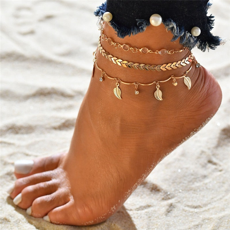 Bohemia Gold Color Chain Ankle Bracelet - Orchid Unique