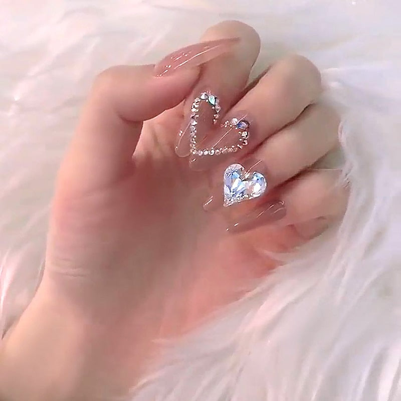 Rhinestone Design Artificial Nails - Orchid Unique