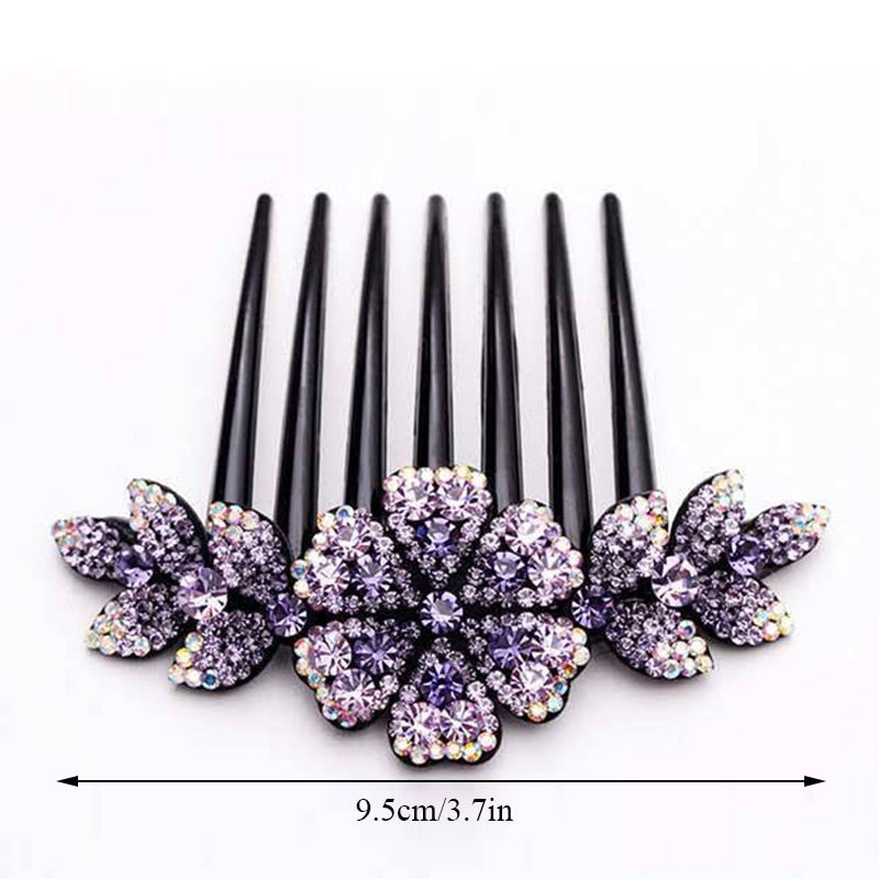 Crystal Flower Hair Combs - Orchid Unique