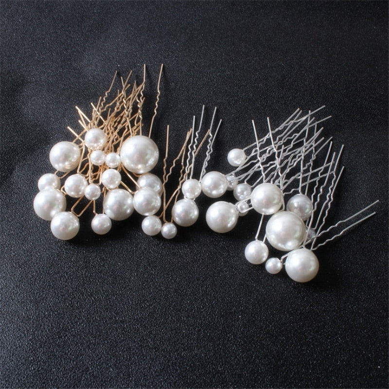 Women U-shaped Pin Metal Barrette Clip Hairpins Simulated Pearl Bridal Tiara Hair Accessories Wedding Hairstyle Design Tools - Orchid Unique