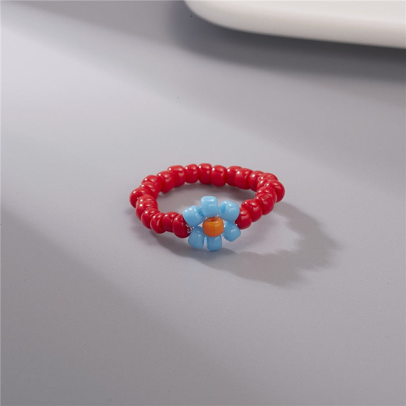 Colorful Bohemia Handmade Flower Ring - Orchid Unique