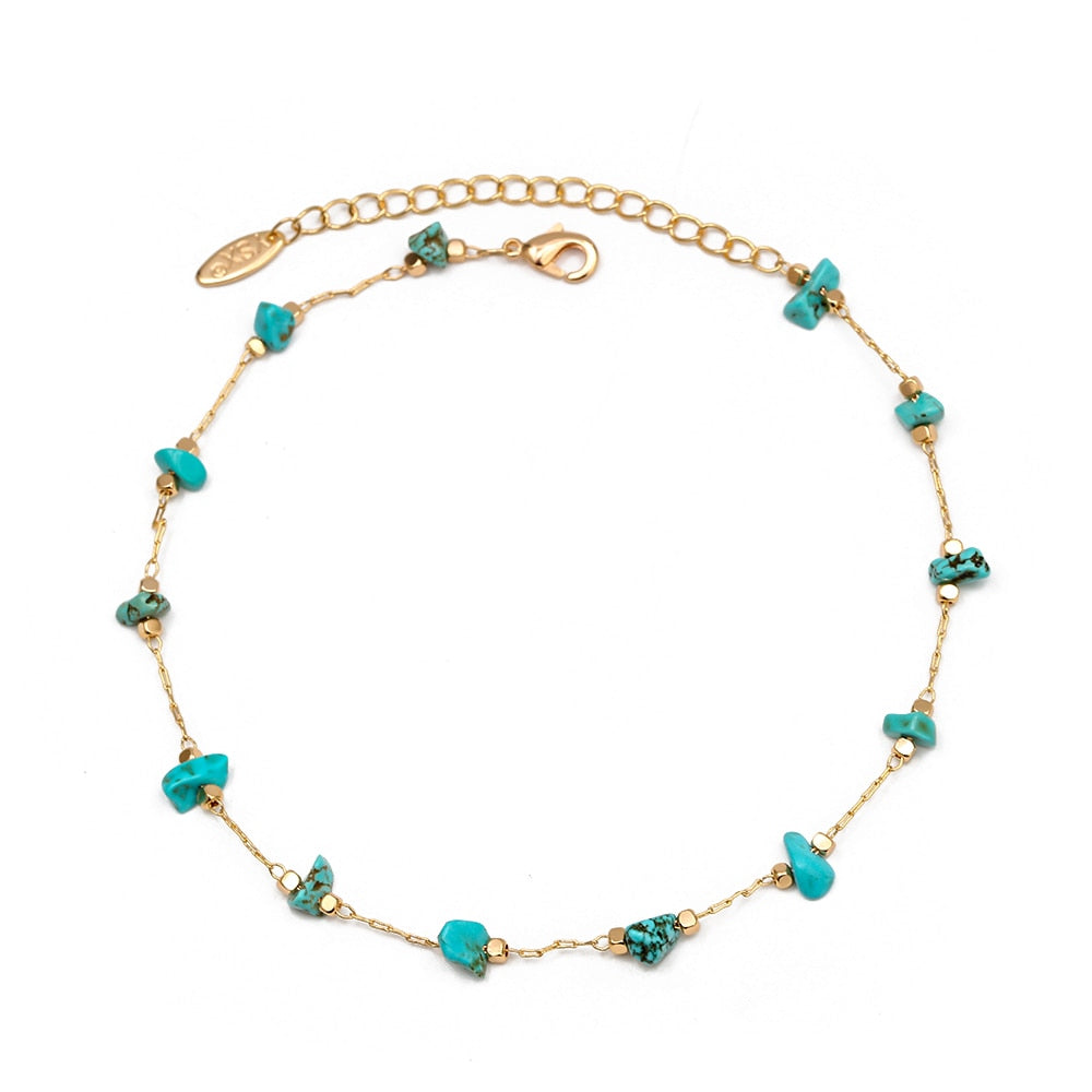 Lucky Eye Natural Stone Anklet - Orchid Unique