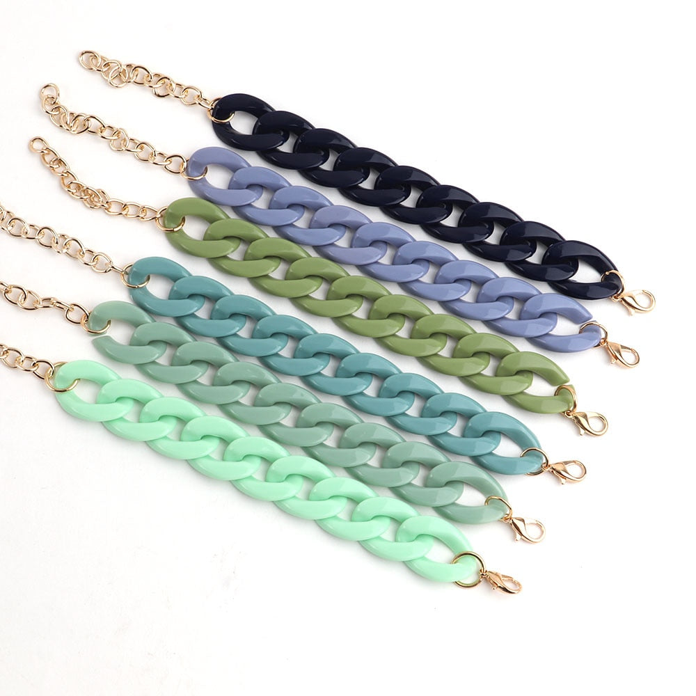 Colorful Acrylic Thick Chain Bracelets - Orchid Unique